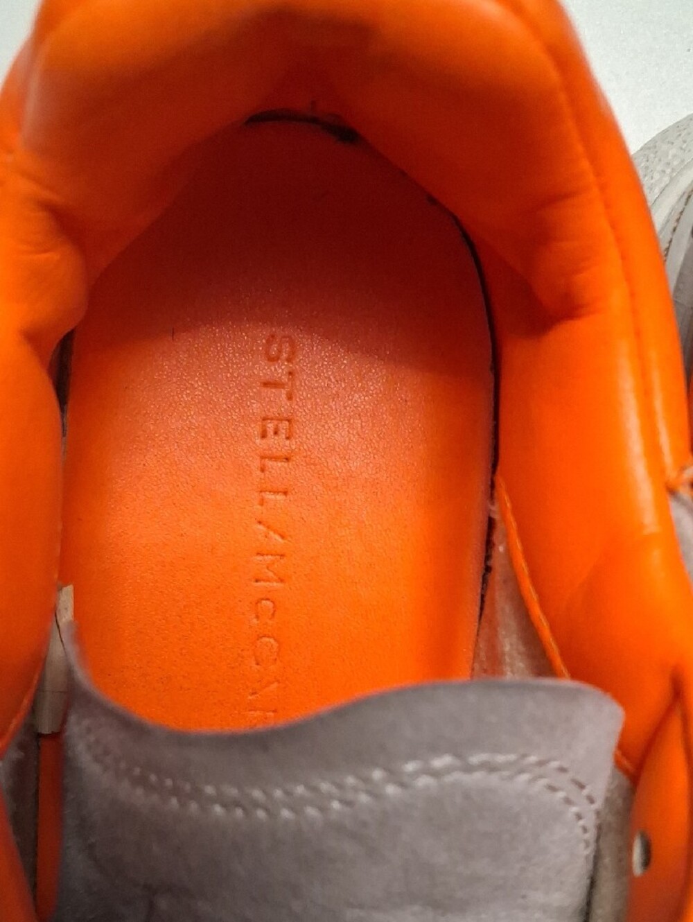 Stella McCartney Light Gray Sneakers with Bright Orange Interior - Picture 2 of 9